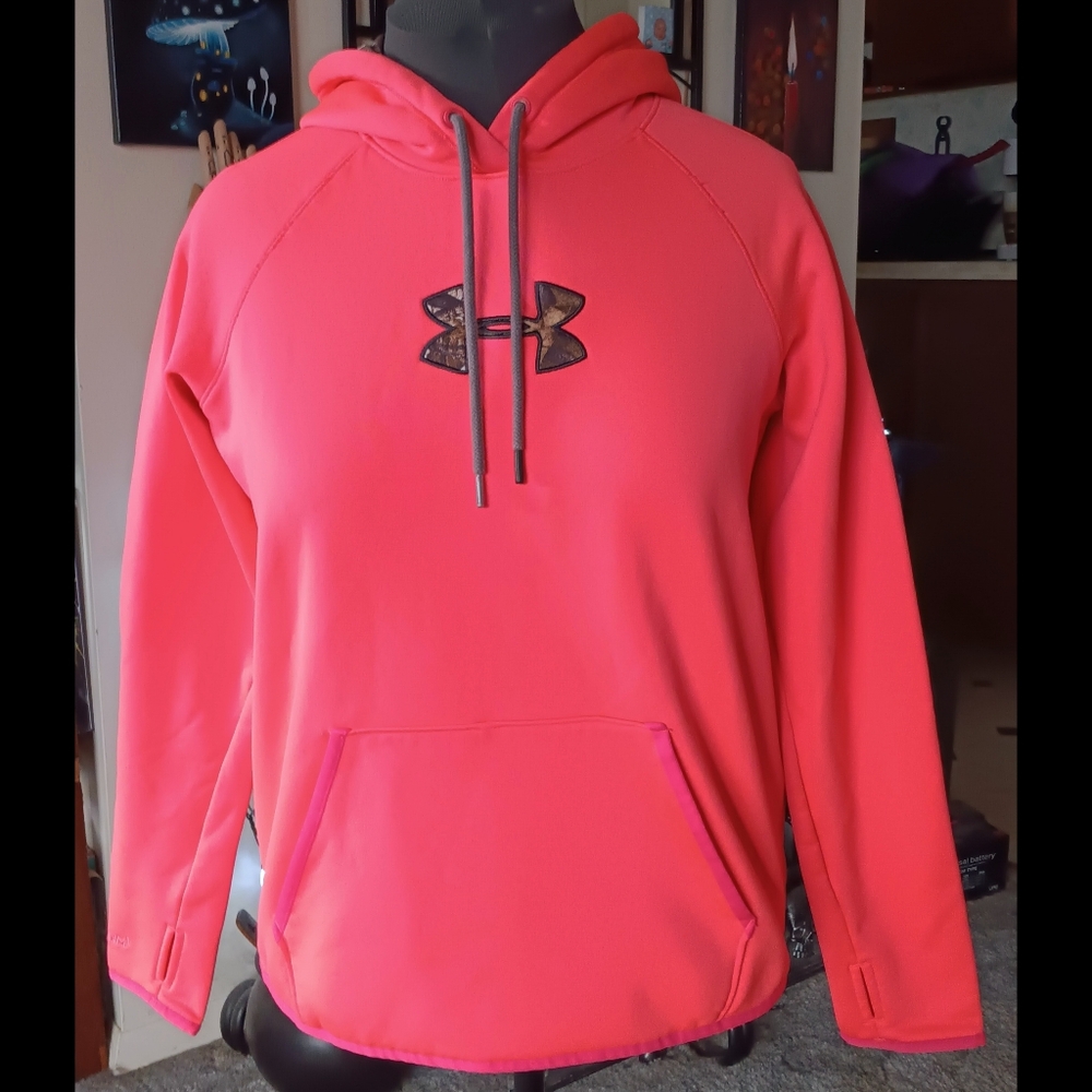 ❤️*4/$15* Under Armour Realtree Camo Storm 1 Hoodie Large Pink Orange Neon